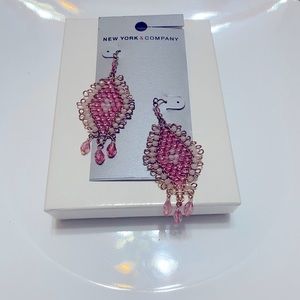 New York and Company Pink and gold dangle earrings.